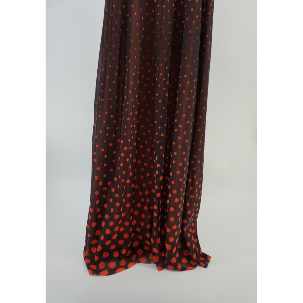Fuzzi sleeveless tulle maxi dress Whimsygoth Retro Brown Orange Italian sz L - Picture 4 of 8